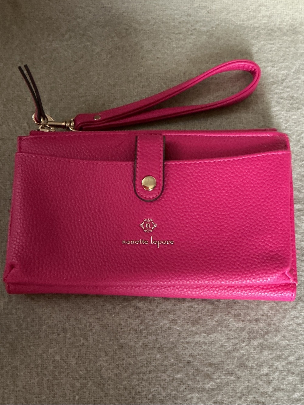 Nanette Lepore Bright Pink Pebbled Wristlet Clutch